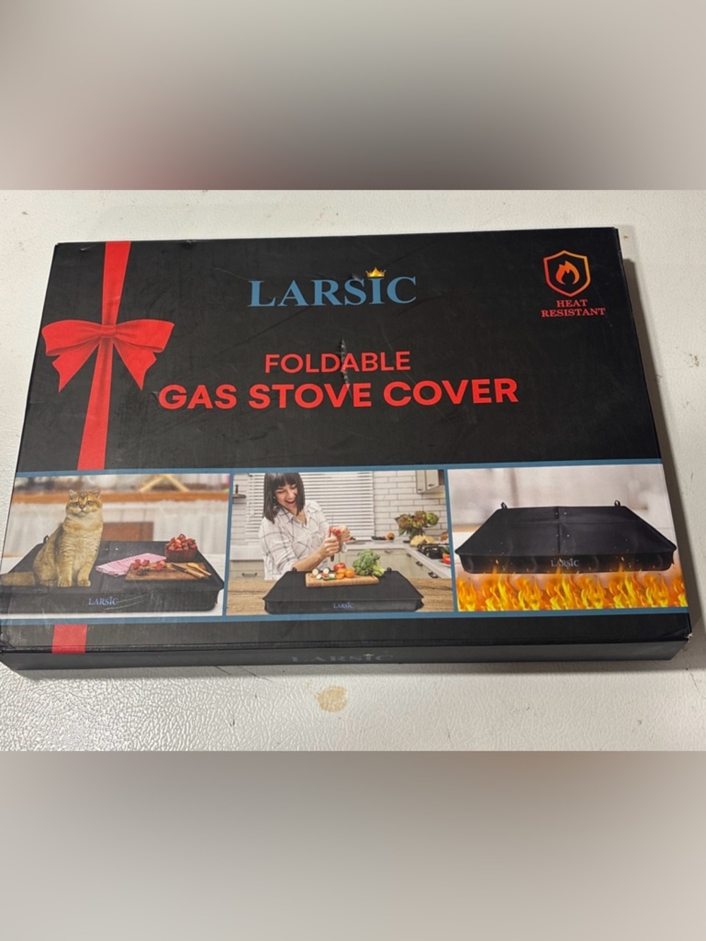 Foldable Black Gas Stove Cover - Heat Resistant